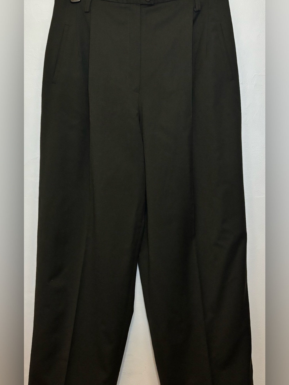 VTG Harve Benard Wool Spandex Pleated Dress Pants Trousers Russia Olive Green 14